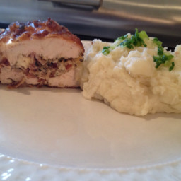 Feta and Bacon Stuffed Chicken with Onion Mashed Potatoes