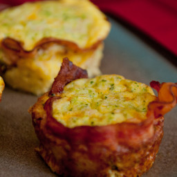 Keto Breakfast in a Cup (bacon-wrapped egg, vegetable and cheese muffins)