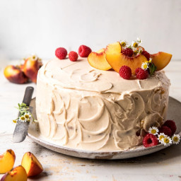 Peach Ricotta Layer Cake with Browned Butter Buttercream