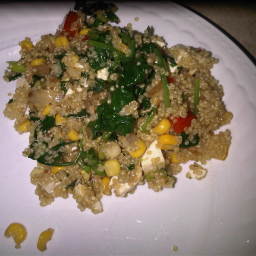 Quinoa with Red Pepper, Charred Corn and Spinach