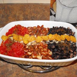 Red,White & Blue Bean & chopped Tomato side dish