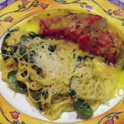 Saltimbocca Chicken Breasts with Sage Sauce and Creamy Arugula Pasta