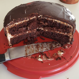 Sour Cream-chocolate Cake with Peanut Butter Frosting and Chocolate-peanut