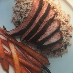 Spice-Rubbed Steak with Roasted Carrots and Israeli Couscous